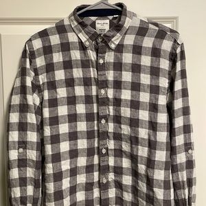 Murano Large Linen Plaid Button Down Shirt